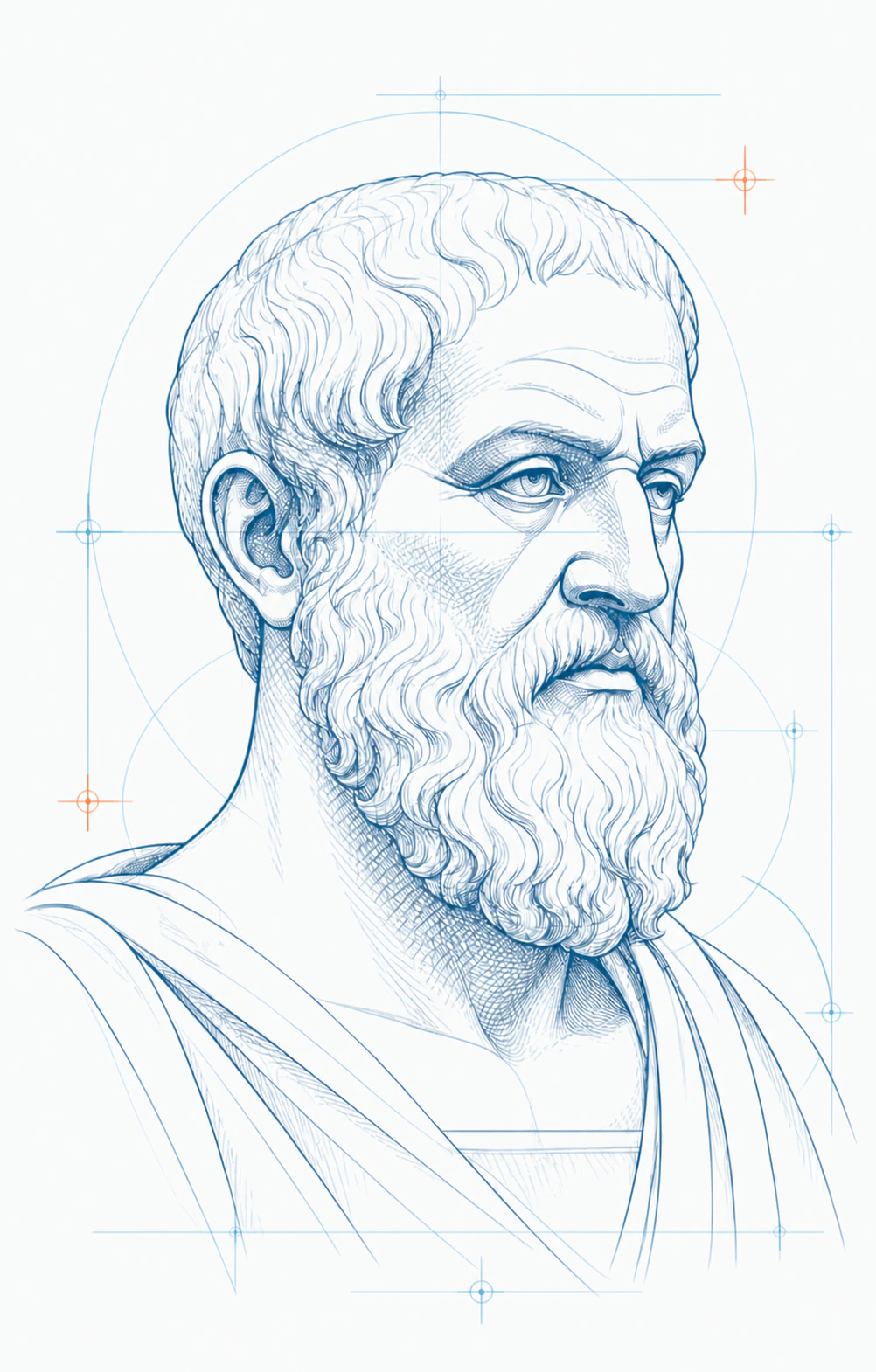 Technical line portrait of Aristotle